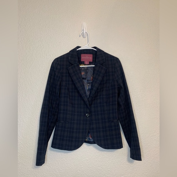 The Savile Row Co. London Women's Plaid Blazer Size Small Elbow Patches Preppy - Picture 2 of 12